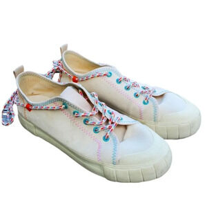 Arezzo Off White Canvas Flatform Colored ZZ Mov Sneakers Size 9